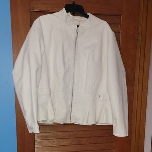 NWOT Baccini White Zip-Up Faux Leather Jacket